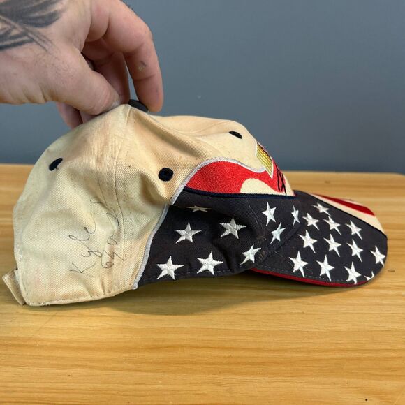 Vintage NASCAR Racing Hat American Flag USA Stars Stripes Adjustable Cap - Picture 5 of 8